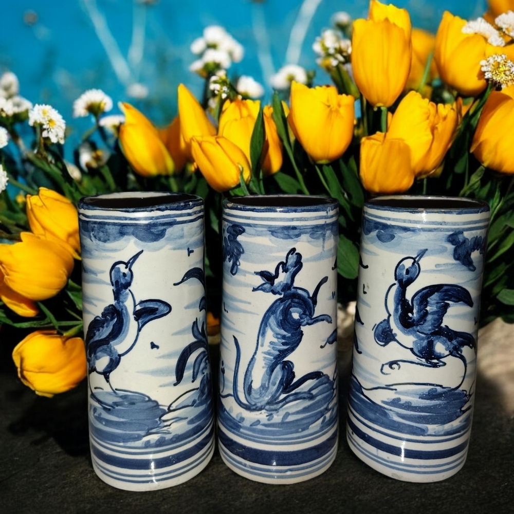 Elegant Blue and White Ceramic Vases